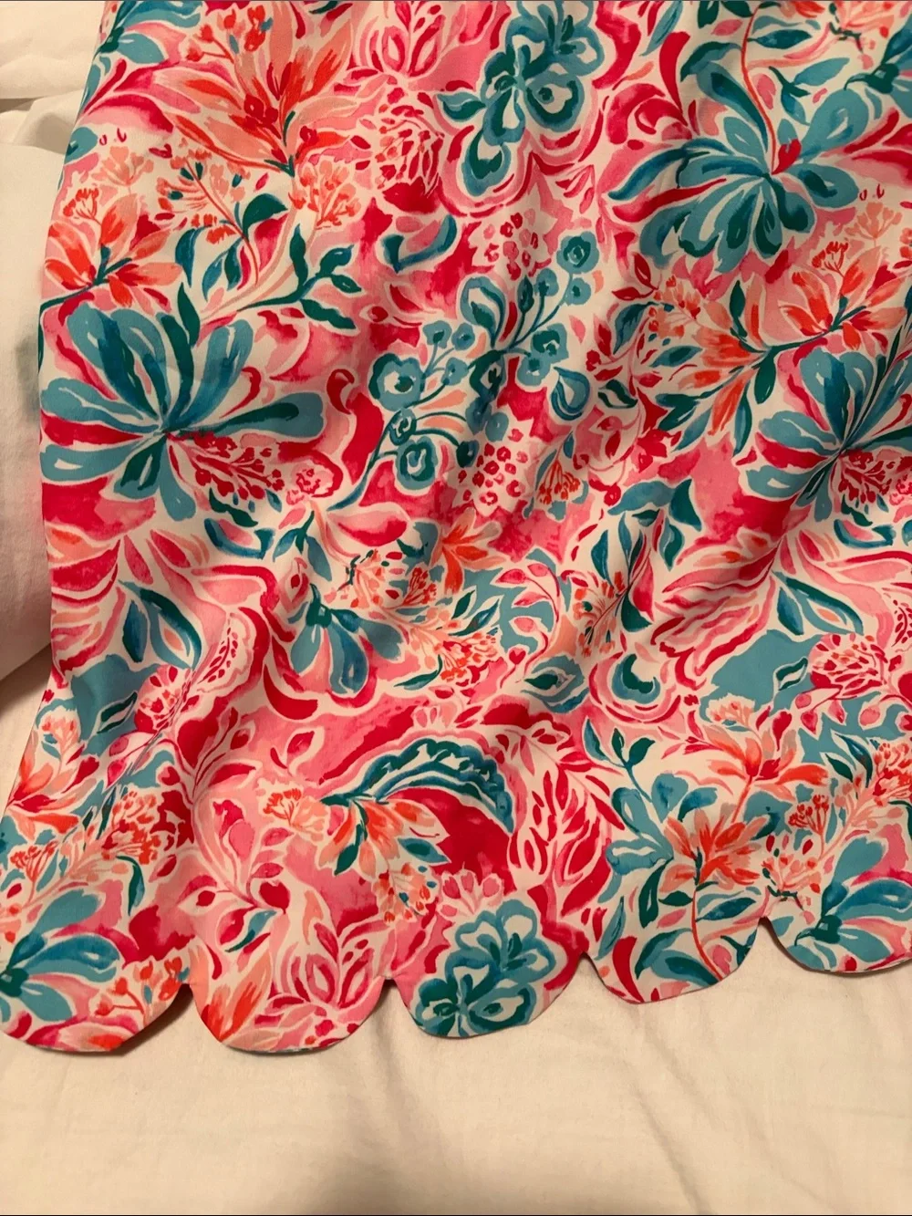 Women’s Floral Scallop Hem Skort - Pink Teal Print